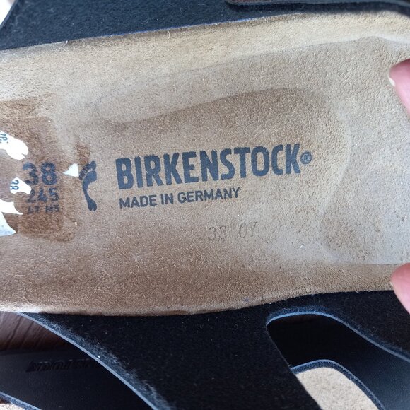 NWOB Birkenstock Arizona Black Birko Flor Black Buckle Sz EU 38 US 7 - 7.5 DEFEC - Picture 15 of 16